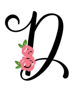 cursive floral monogram d