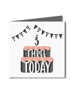 3 today cake birthday card