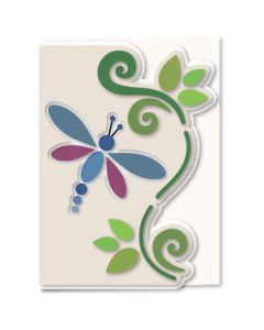 dragon fly swirl shaped edge 5x7 card