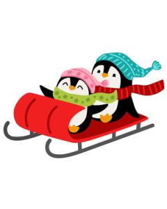 penguins sledding
