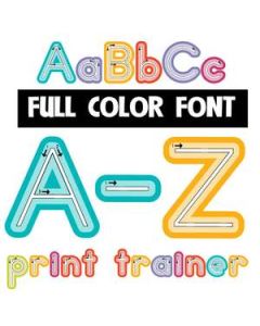 a-z print trainer color font