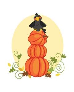 pumpkin stack and crow