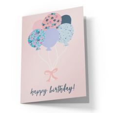 cute happy birthday card with balloons