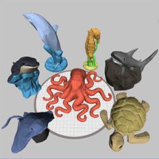 low-poly sea creature collection