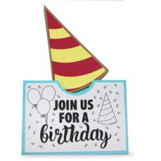 pocket coloring card - join us for a birthday party!