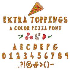 extra toppings pizza color font