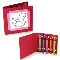 crayon holding coloring cards - rocking horse