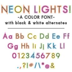 neon lights color font