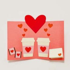 heart and coffee cups valentine card