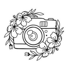 camera with flowers