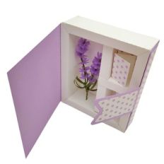 3d floral frame in box with lavender