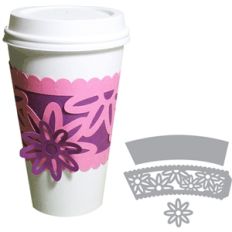 coffee cup sleeve - flowers
