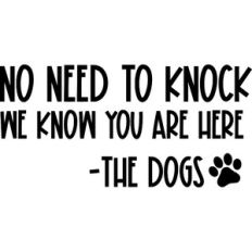 no need to knock we know you are here funny dog sign