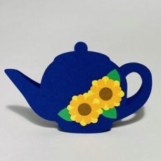 flower teapot die-cut card