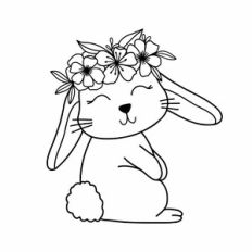 Cute woodland bunny with flower wreath