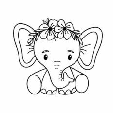 Cute elephant with flower wreath