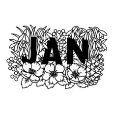 January Flower Calendar Coloring Page