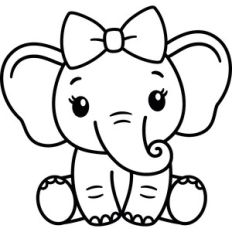 Elephant girl with bow (outline)