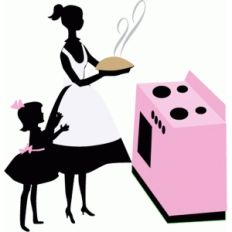 mother & daughter baking