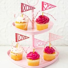 Mini Valentine's Day Pennant Flags Cupcake Toppers