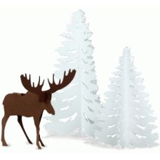 3d moose and fir trees