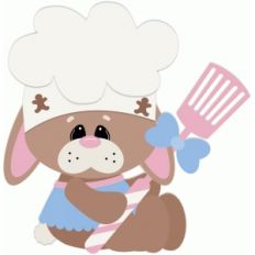 baking bunny with spatula