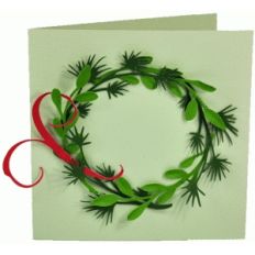 pine, flourish and leaf wreath card