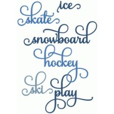 hockey, skate, ski winter sports wordso