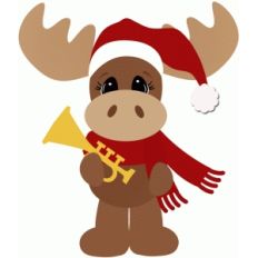christmas caroling moose with trumpet