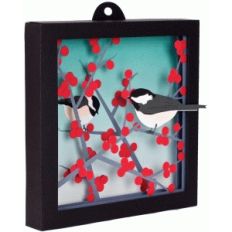 3d winterberry shadow box w/birds