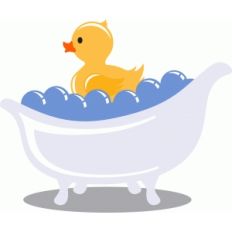 rubber duck in bath tub