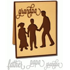 father and children silhouette a2 card