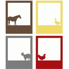 farm animals polaroid frame set of 4