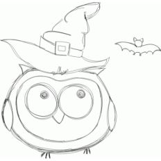 halloween owl with a hat