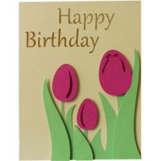 happy birthday tulips layered card