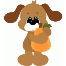 fall dog holding pumpkin