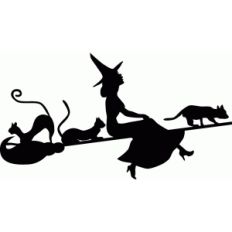 witch flying with cats