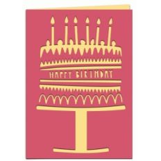 happy birthday cake papercut 7x5 card