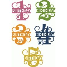 split flourish birthday numbers 1-5