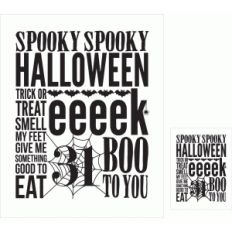 halloween sampler black on white print and cut quote card