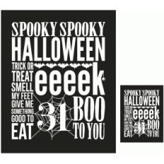 halloween sampler white on black print and cut quote card