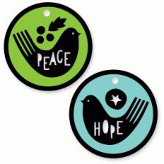 peace hope circle bird tags set