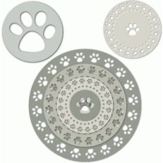 dog paw border on nested circles