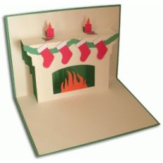 christmas fireplace pop-up card