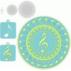 musical notes circles w/2 tags