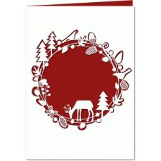 deer winter woodland 7x5 papercut card