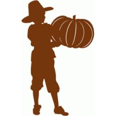 pilgrim boy with pumpkin