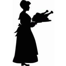 pilgrim woman serving turkey