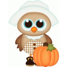 pilgrim owl girl w pumpkin pnc