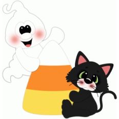 ghost &amp; cat w candy corn